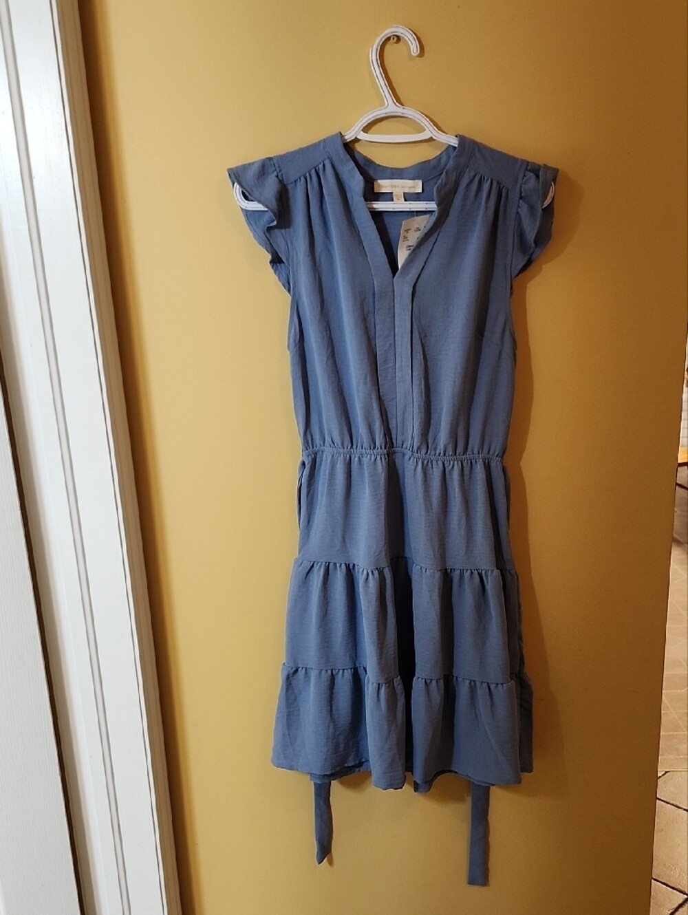 Monteau Los Angeles Blue Midi Dress with Flutter Sleeves